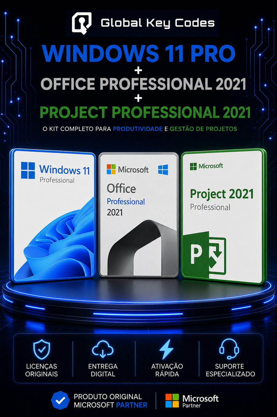 Kit Microsoft Completo | Windows 11 Pro + Office 2021 + Project Professional 2021